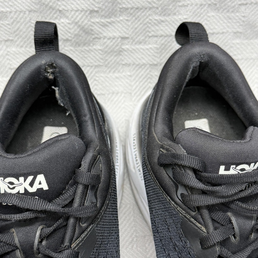 Hoka‎ One One Bondi 8 Shoes Womens Size 8 Black Running Wide 1127954 BWHT - Picture 3 of 12